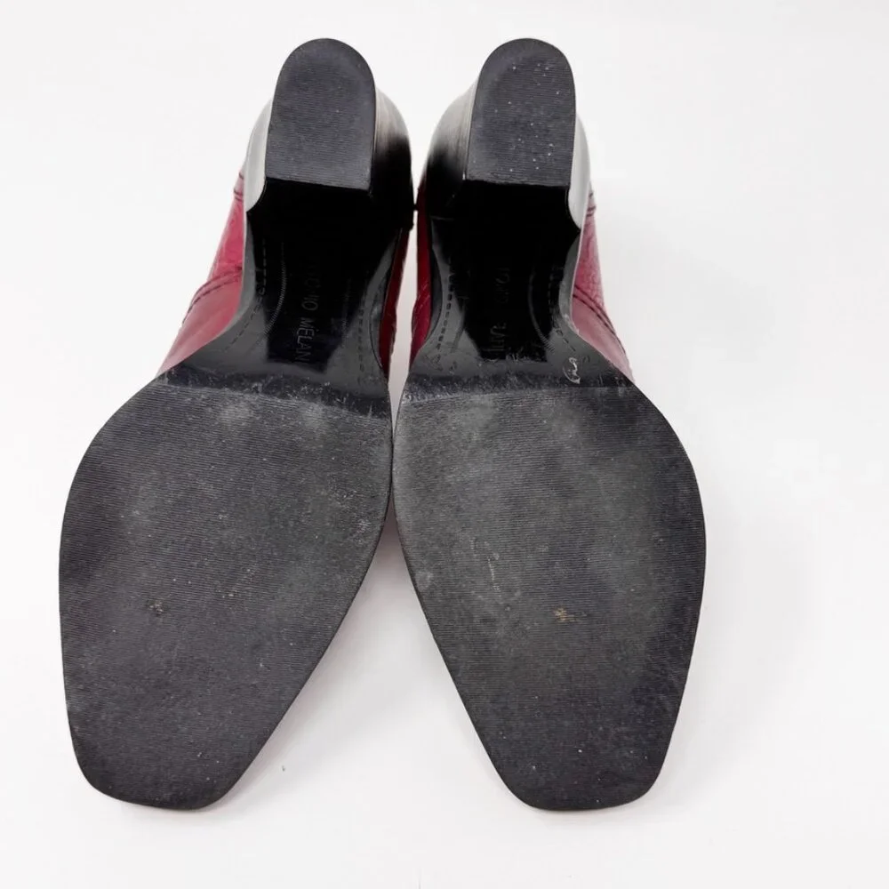 Antonio Melani Womens Red Embossed Leather Western Slip On Bootie  Size 6 - Picture 9 of 9